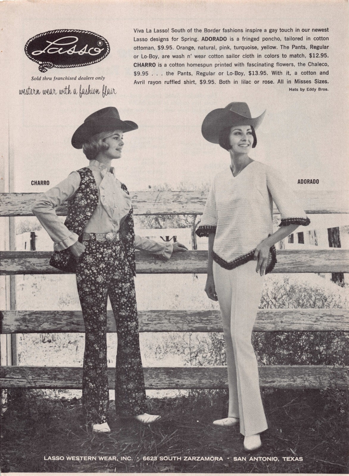 Lasso Western Wear With A Fashion Flair San Antonio TX Vintage Magazine Print Ad
