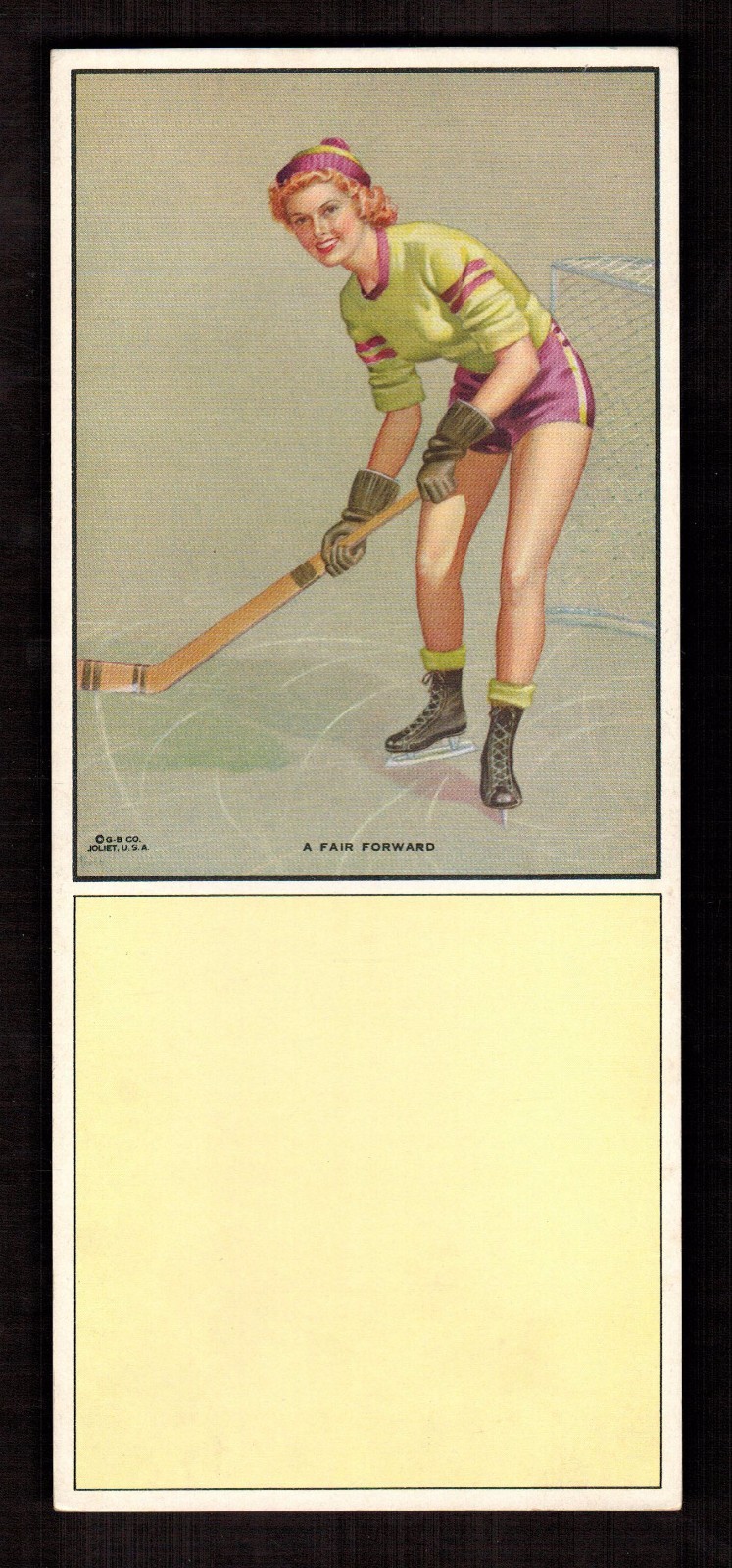 ICE HOCKEY 1940 Gerlach Barklow INK BLOTTER “A Fair Forward” SPECTACULAR COND.