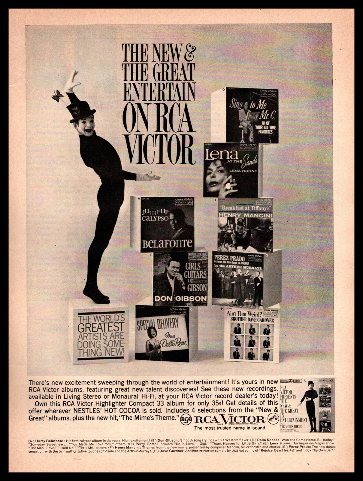 1961 RCA Victor LP Stereo And Monaural Hi-Fi Record Albums Mime Vintage Print Ad