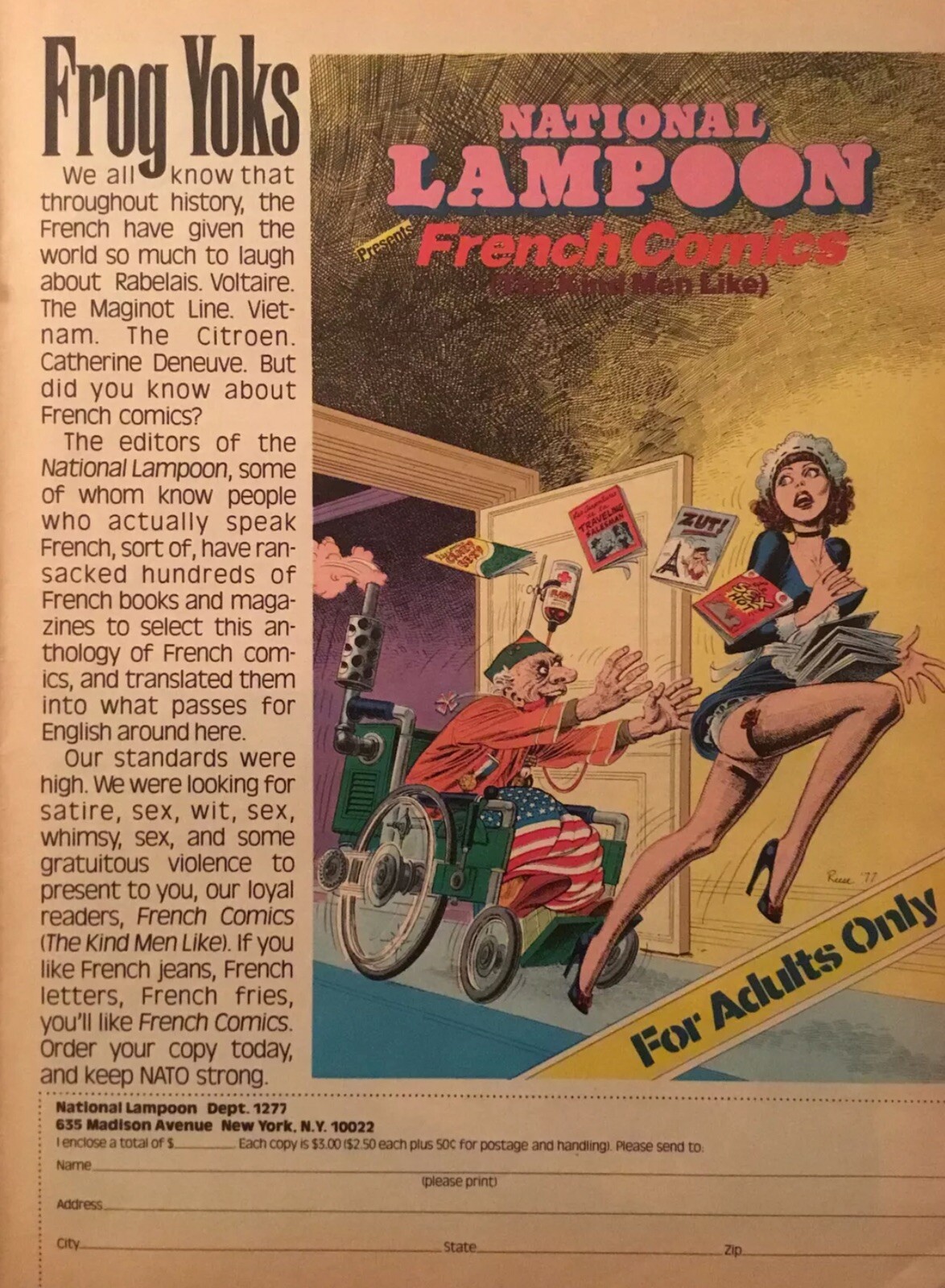 1977 National Lampoon French Comics Magazine Page Print Ad The Kind Men Like