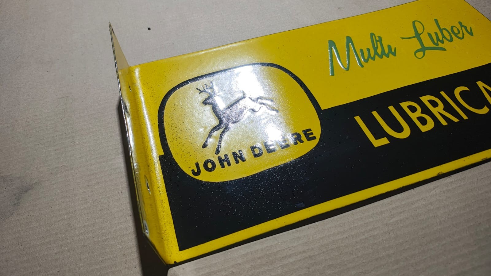 Porcelain John Deere Enamel Sign Size 18″ x 10″ Inches Flange double sided