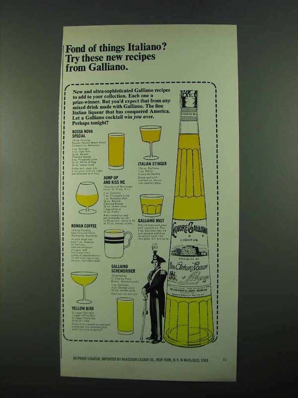 1969 Galliano Liqueur Ad – Fond of Italiano?