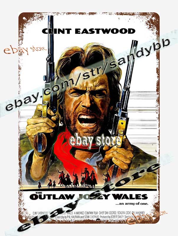1976 outlaw cowboy western film poster art Tin Sign cafe pub living room