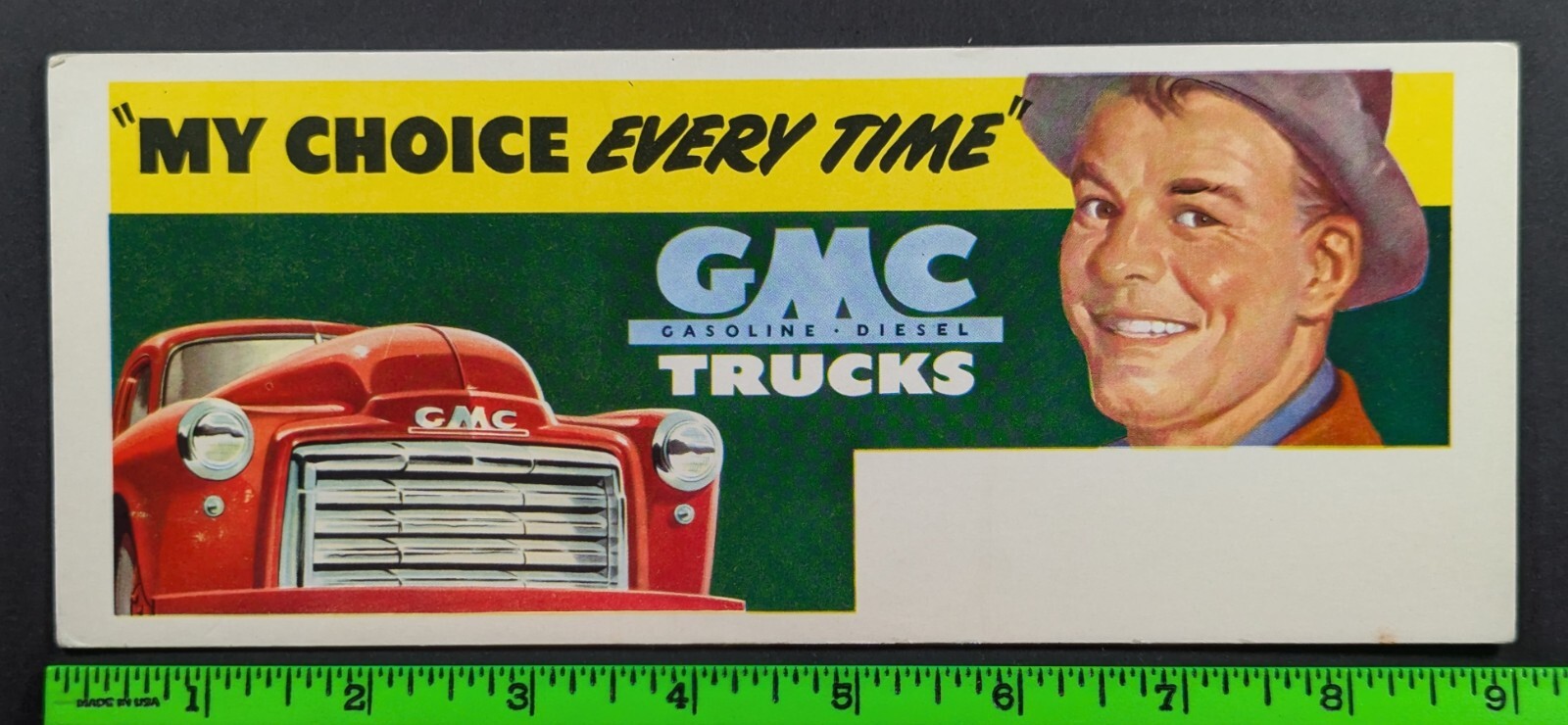 Vintage GMC Trucks Gasoline Diesel Car Auto Delivery Blotter Trade Card