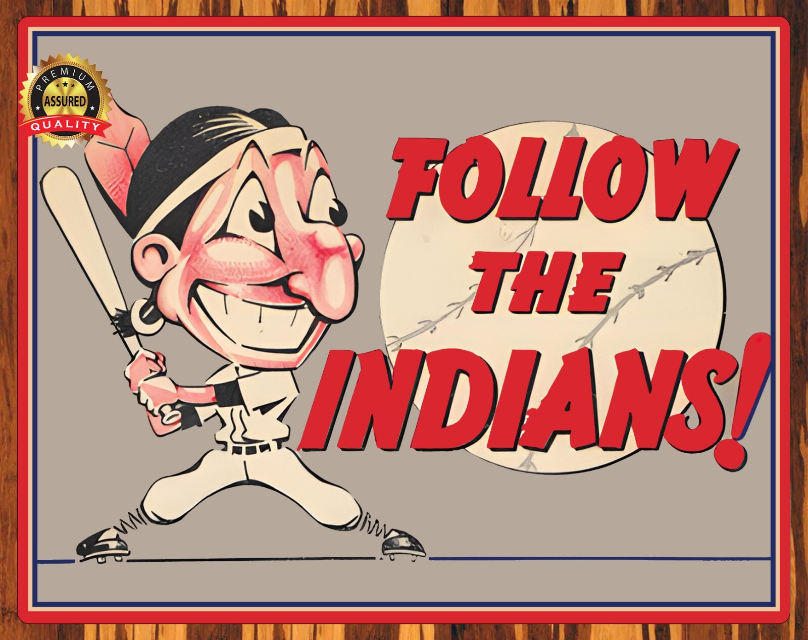 Cleveland Indians – Chief Wahoo – Follow The Indians – Metal Sign 11 x 14