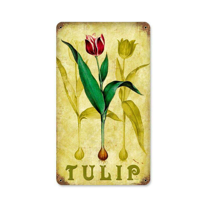 RED TULIP WITH FLOWER BULB 14″ HEAVY DUTY USA MADE METAL HOME DECOR GARDEN SIGN