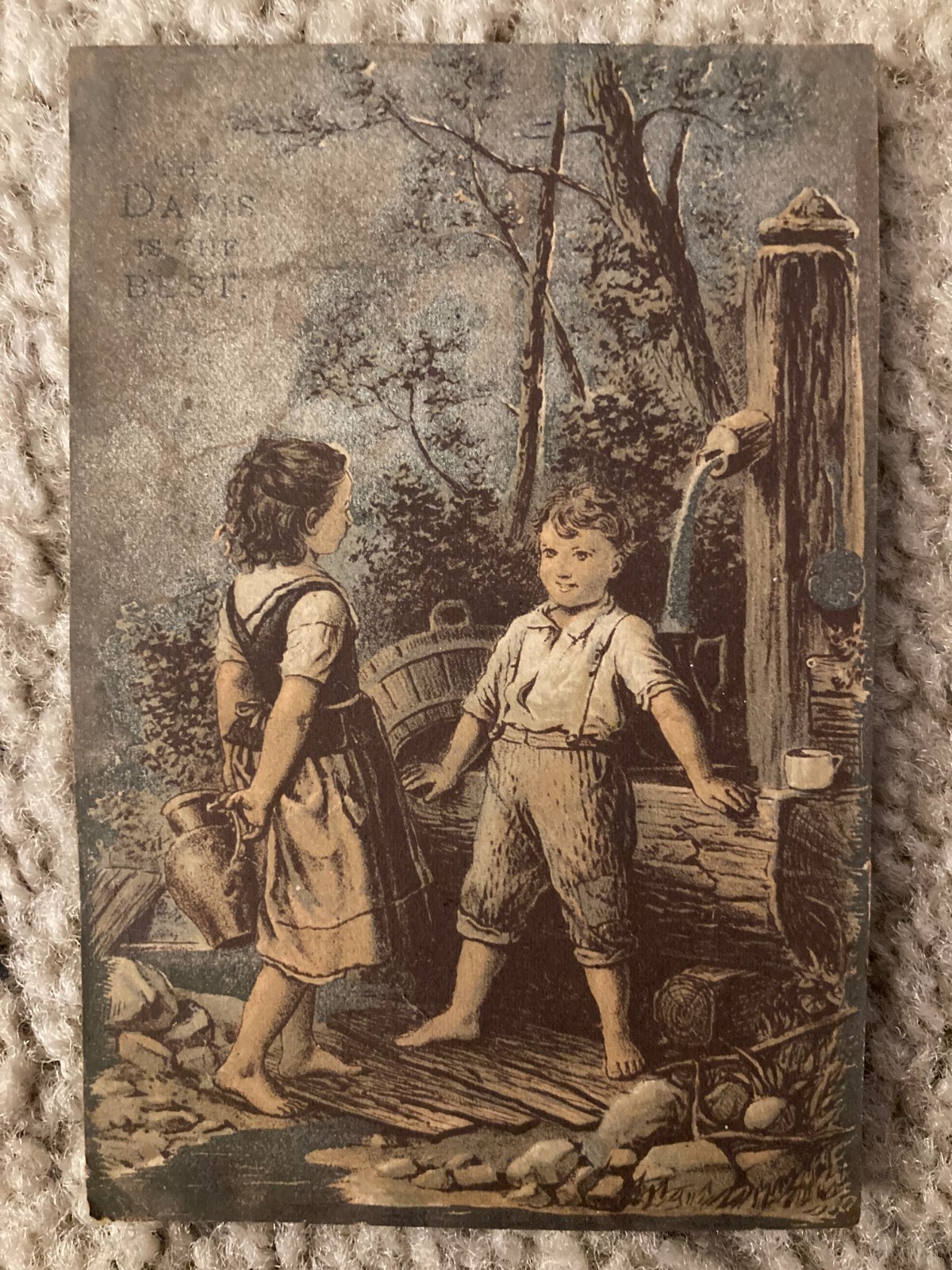 New Davis Vertical Feed Machine Sydney International Victorian Ad Trade Card
