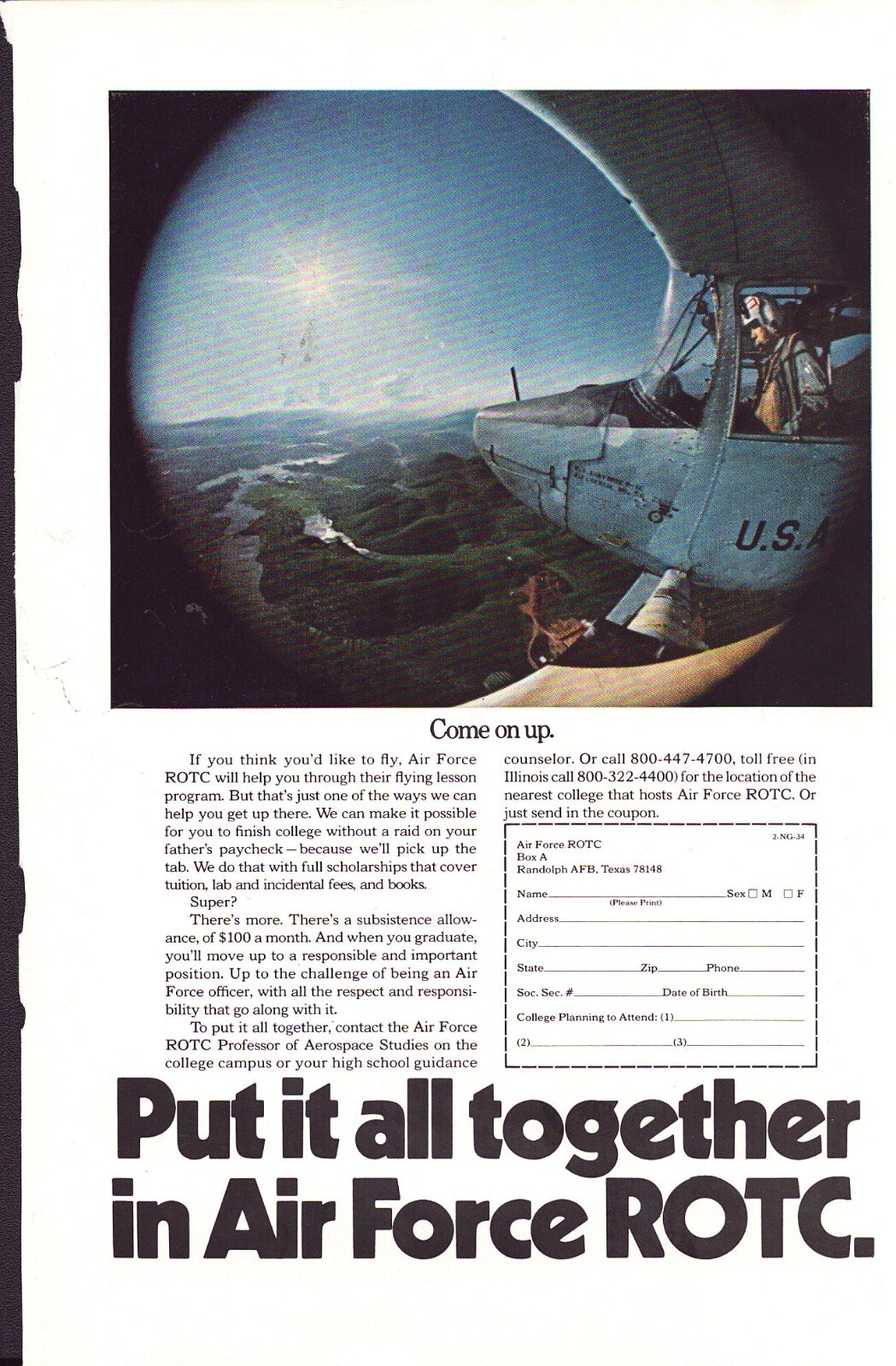 1974 U.S. Air Force ROTC Recruitment Print Ad