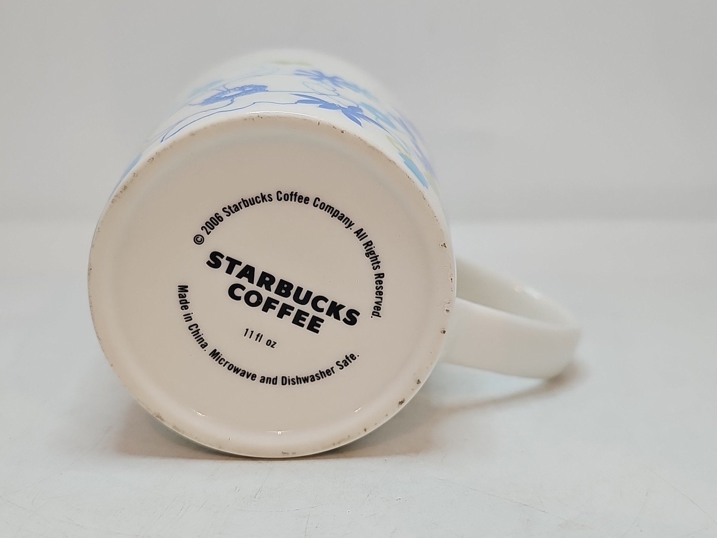2006 Starbucks Blue Poppy Floral & Butterflies Coffee Mug Cup 11 Fl Oz Spring