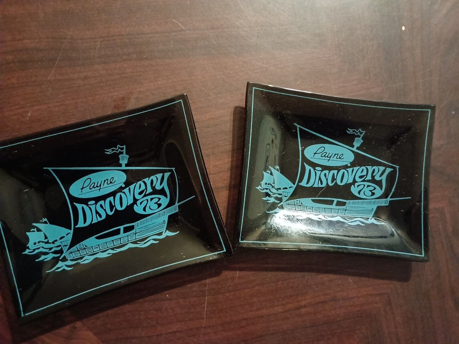2 Vintage Glass Tip Trays- Payne Discovery 73