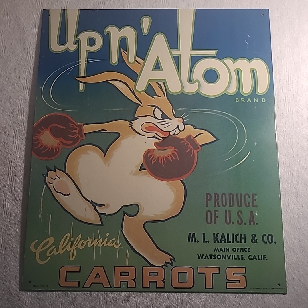 Metal Sign Up n’ Atom California Carrots Produce of USA ML KAUCH & CO