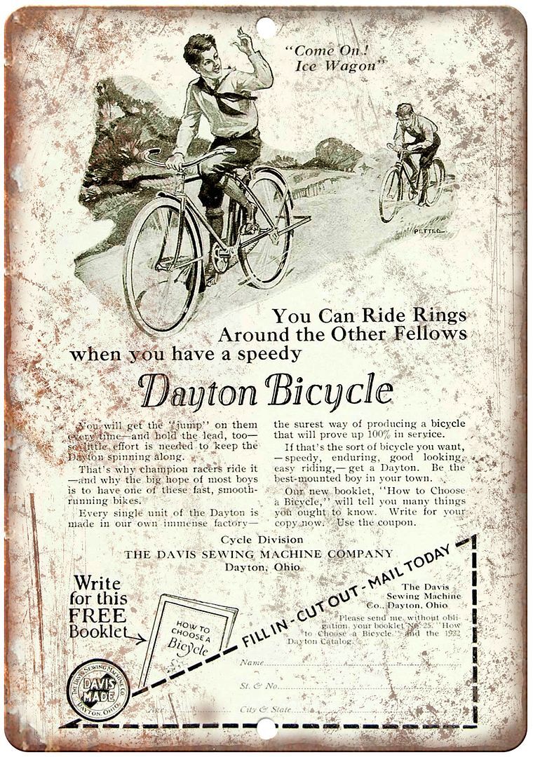 The Davis Sewing Machine Dayton Bicycles Reproduction Metal Sign B315