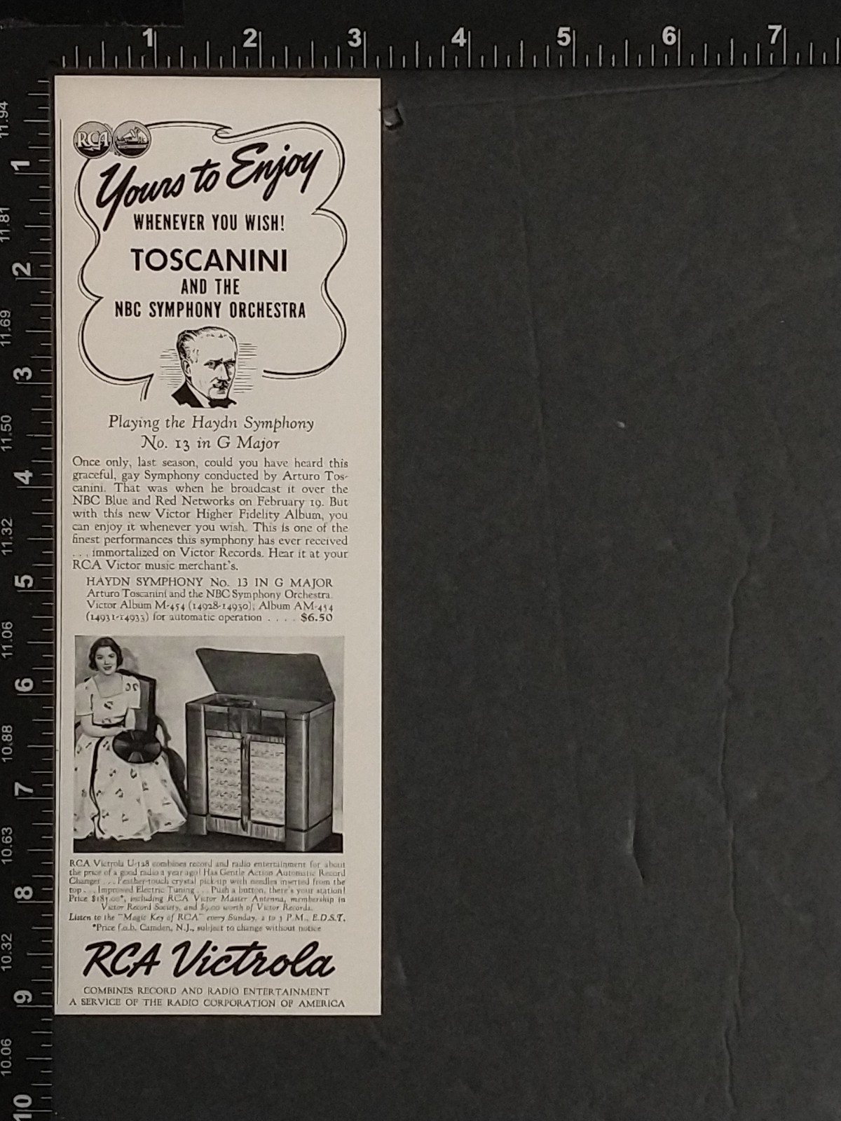 1938 RCA Victrola Vintage Print Ad Toscanini Haydn Symphony NBC Victor High Fi