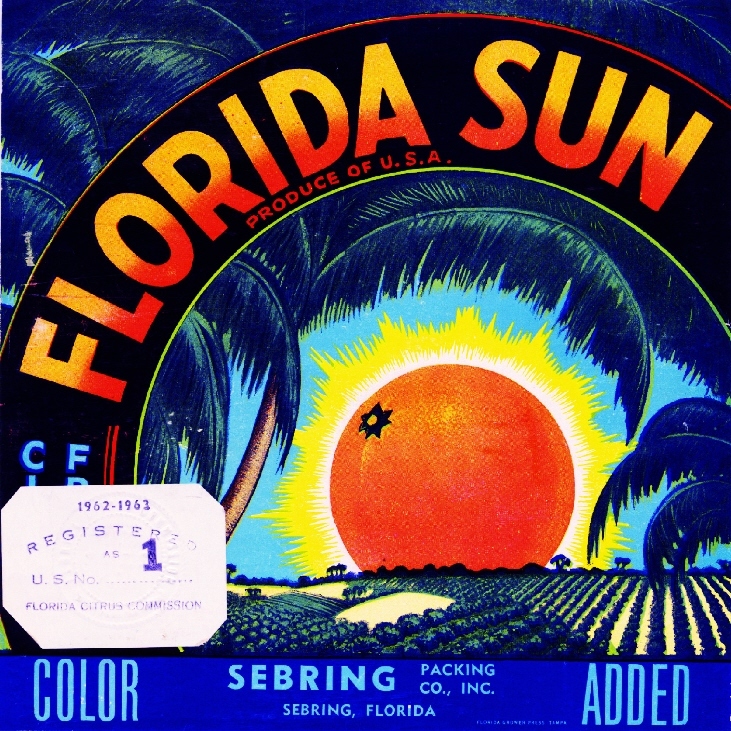 Sebring Florida Sun Orange Citrus Fruit Crate Label Art Print