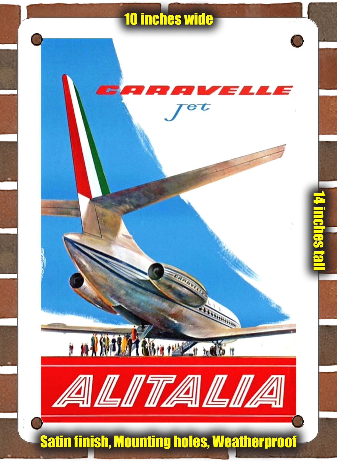 METAL SIGN – 1960 Caravelle Jet, Alitalia – 10×14 Inches