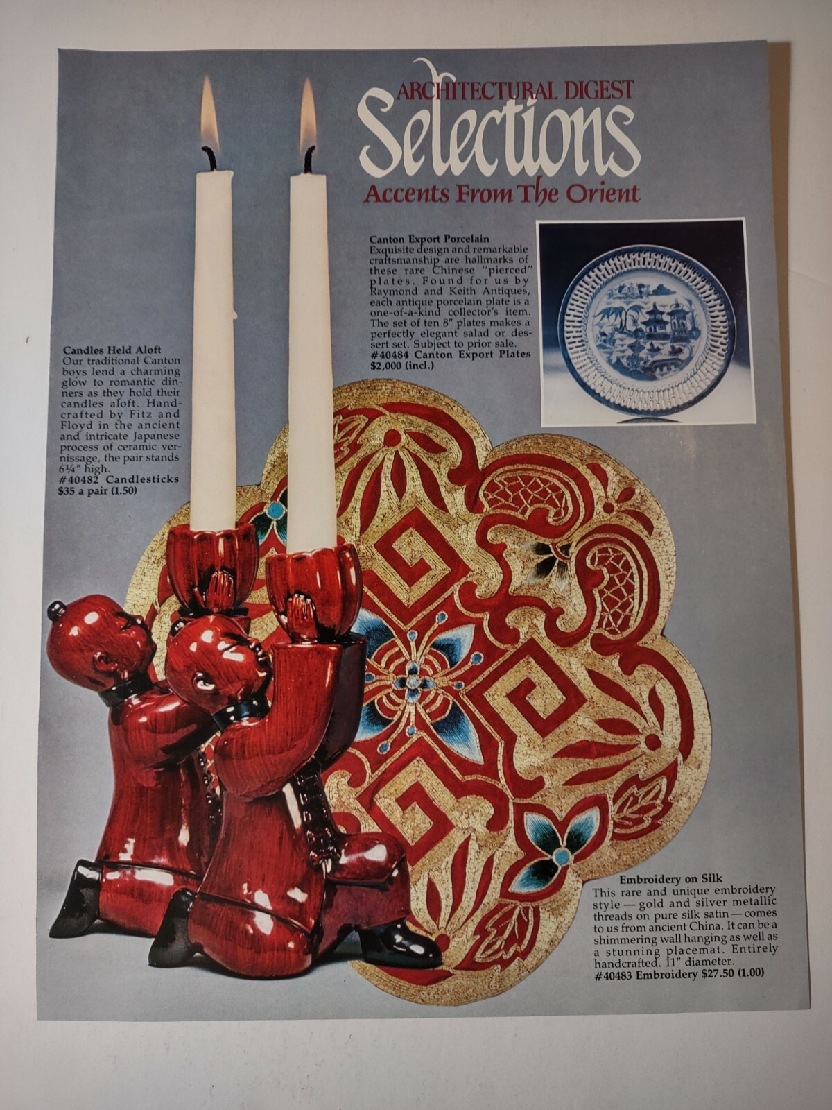 Architectural Digest Vintage 1980s Print Ad Selections Accents from Orient