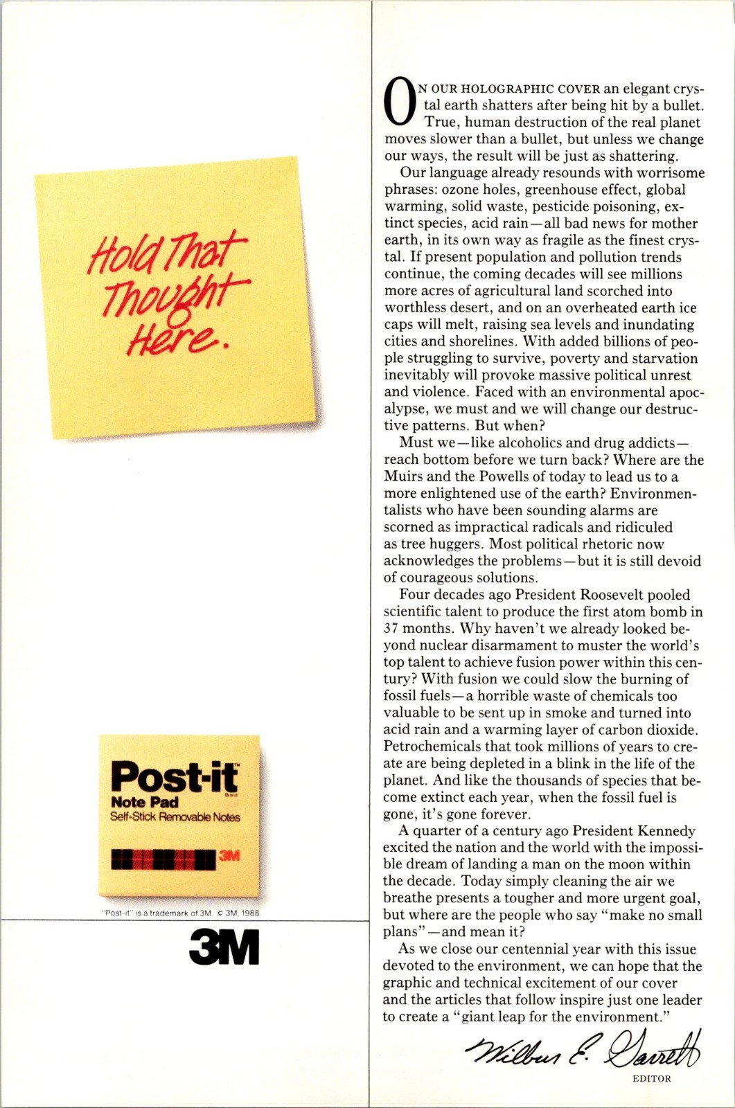 3M Post-it note pad Vintage Print Ad 1988