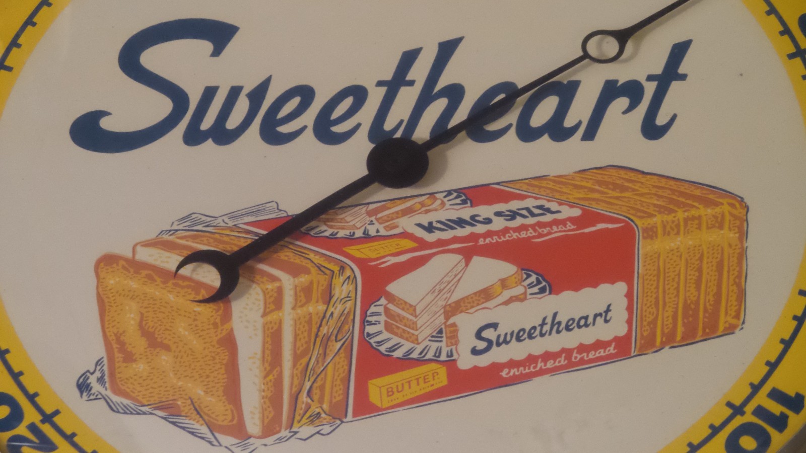 Vintage Sweetheart PAM Clock Store Advertising Wall Thermometer 1958 ~NEAR MINT~