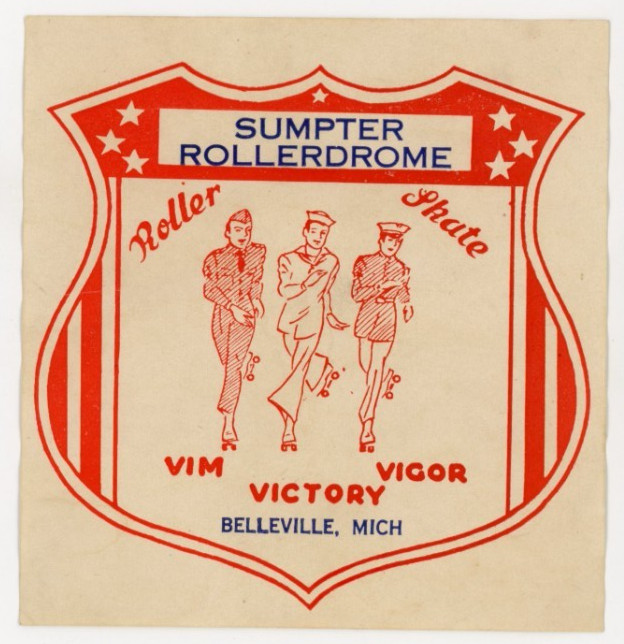 1930’s-50’s Sumpter Rollerdrome Belleville, MI Skating Label #KD