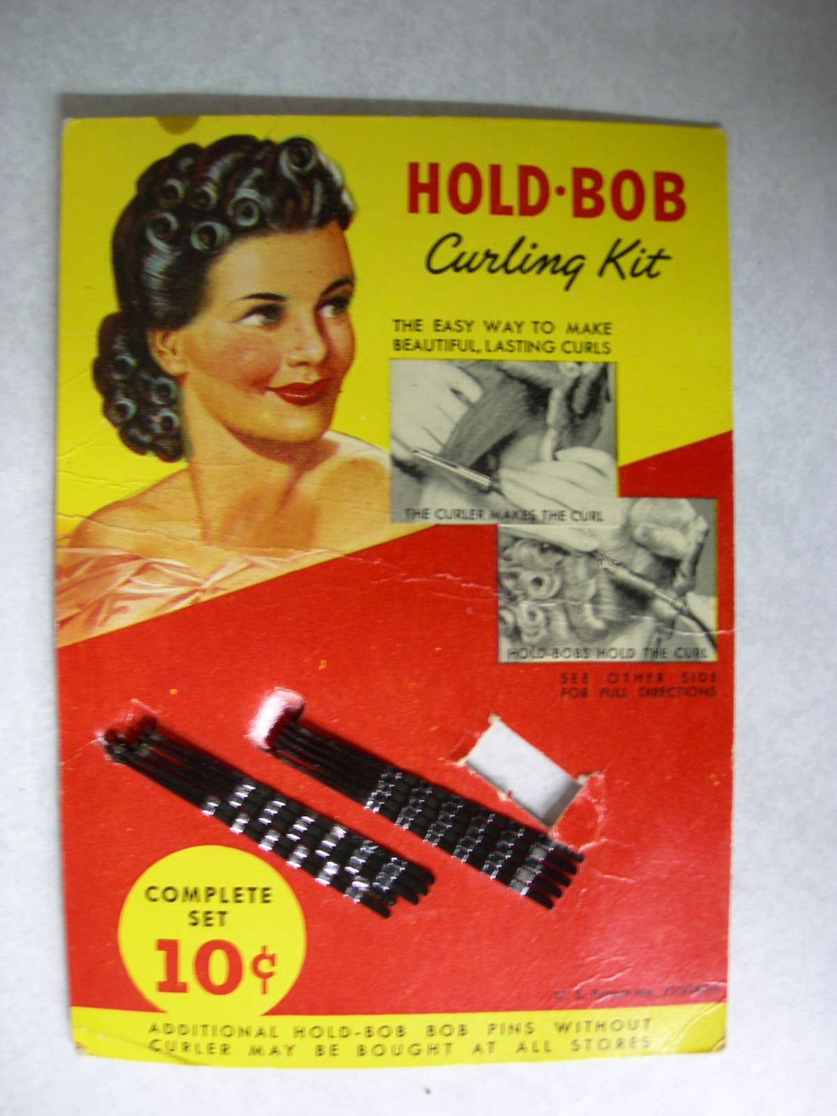 Vintage Hold-Bob Curling Kit, Bobby Pins, 10 out of 15 still there.