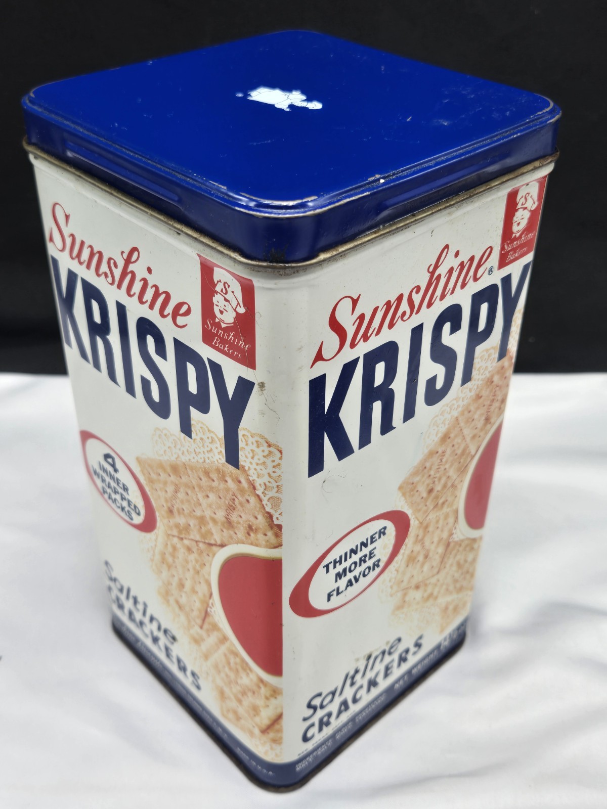 Vintage Metal Hershey’s & Sunshine Krispy Crackers Empty Tin Cans Lot of 2