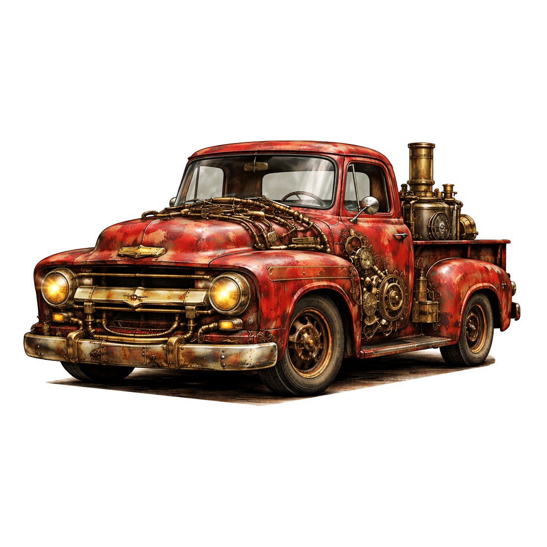 Old Steam punk Truck Rusty 23″x12″