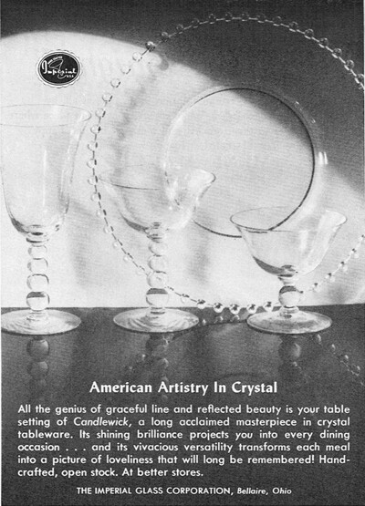 Imperial Glass Candlewick Crystal Tableware Plate Goblet 1951 Magazine Print Ad