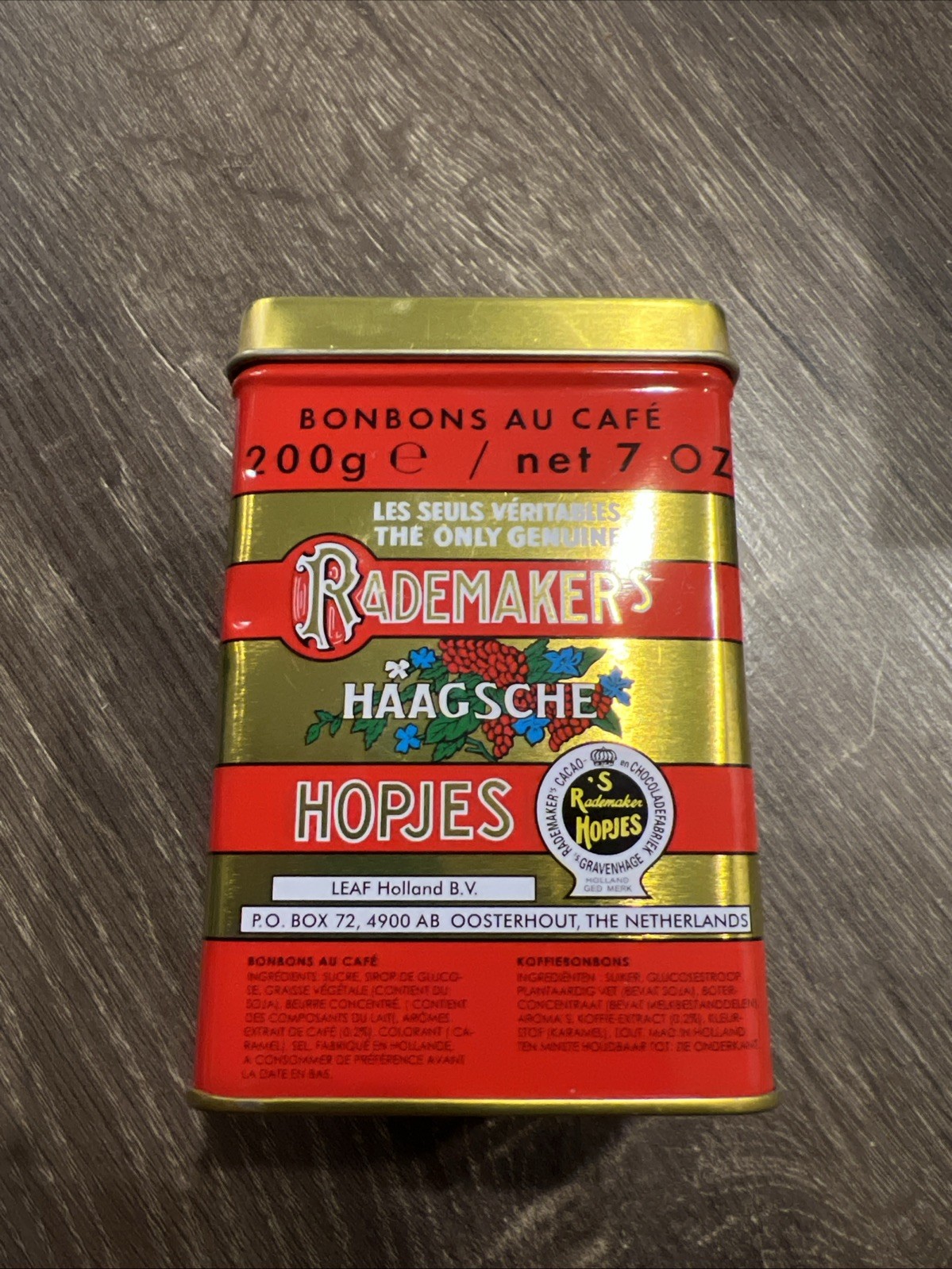 Rademakers Haagsche Hopjes Coffee Candies tin (empty) great graphics, home decor