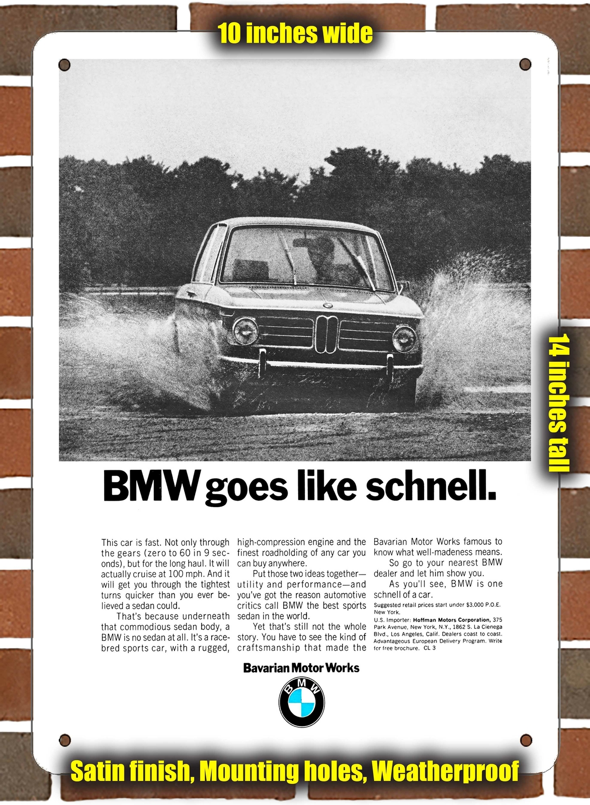 Metal Sign – 1970 BMW 2002ti – 10×14 inches