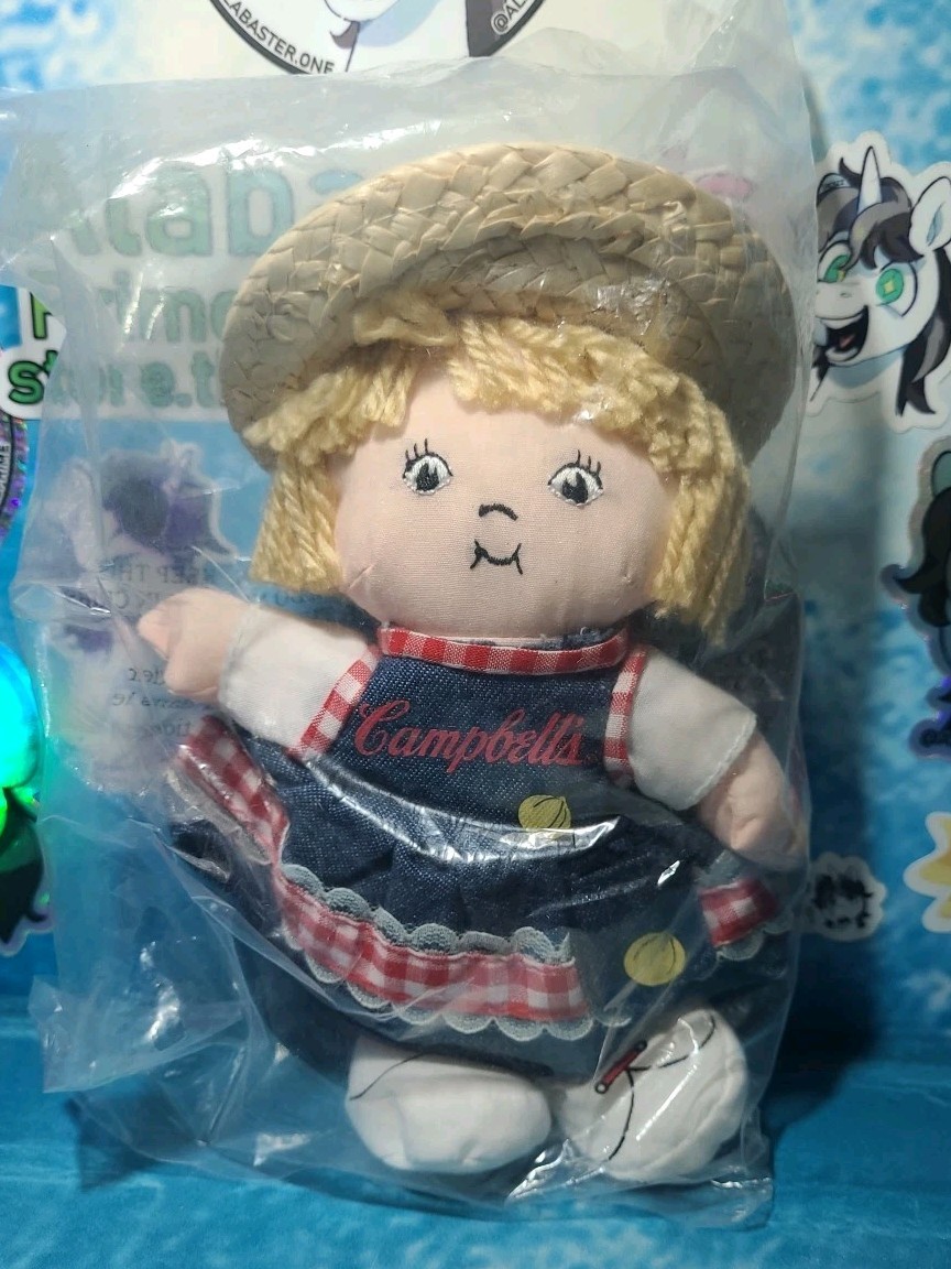 Campbells Soup Kids Straw Hat Girl Doll 8″ Beanbag Plush Stuffed Toy Sealed