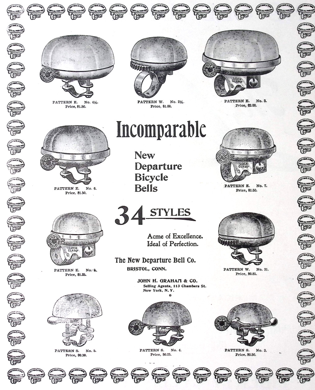 1896 New Departure Bicycles 34 New Styles New Departure Bell Co Dealer Print Ad