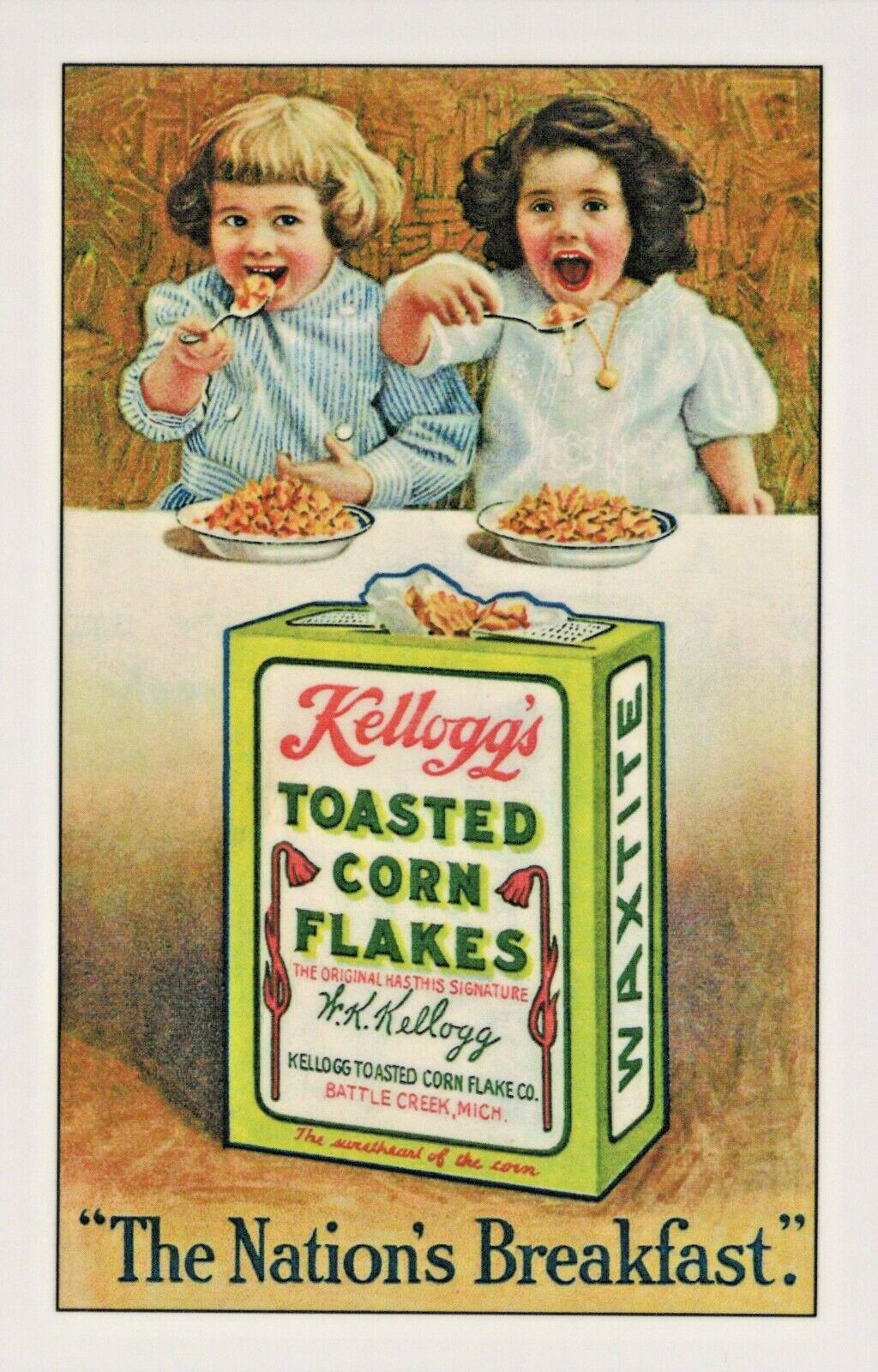 Kellogg’s Toasted Corn Flake Print Art Graphic From 1890s Trade Card Advertising