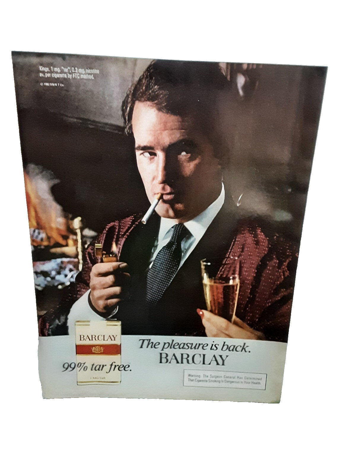 Vintage 1982 Print Ad Barclay Cigarettes Red Pack Pleasure Original 1980s