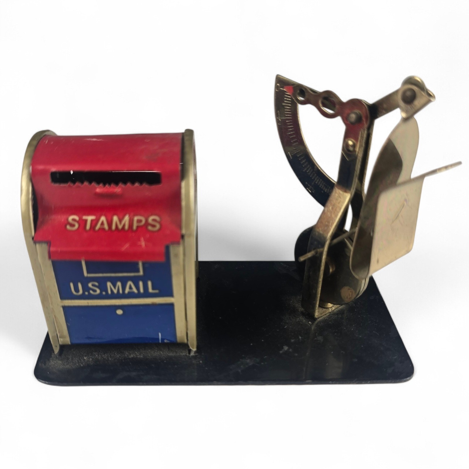 Vintage Miniature US Mail Stamp Dispenser and Postal Desk Scale