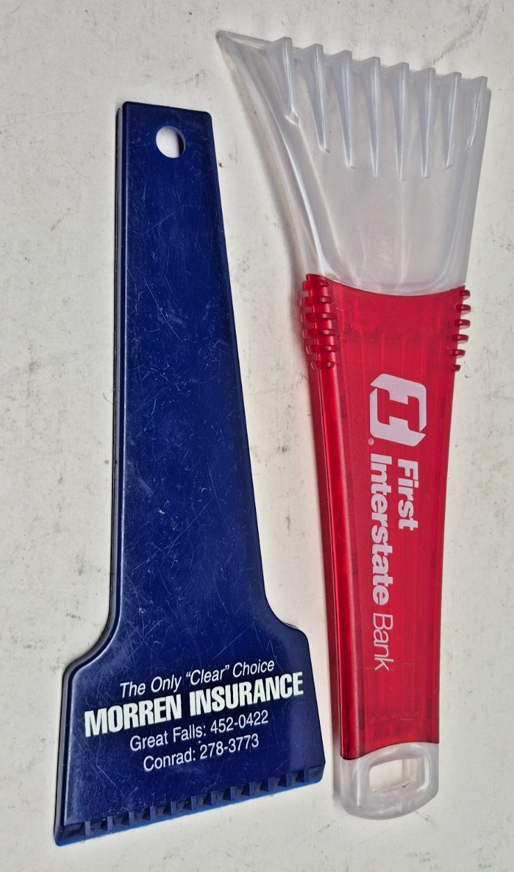 Vintage Lot of 2-Advertising Ice Scrapers Made in USA