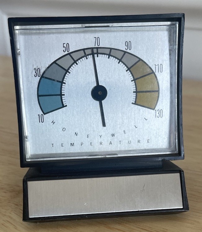 Vintage 1960s Honeywell Desk Thermometer – Paperweight – Works