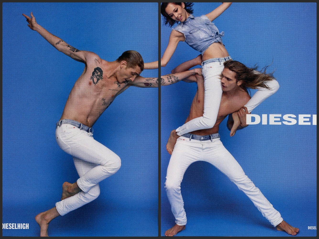 DIESEL magazine AD #037 OOP 2015 RARE YOUNG PEOPLE WEAR DIESEL 2 PGS BLUE BACK