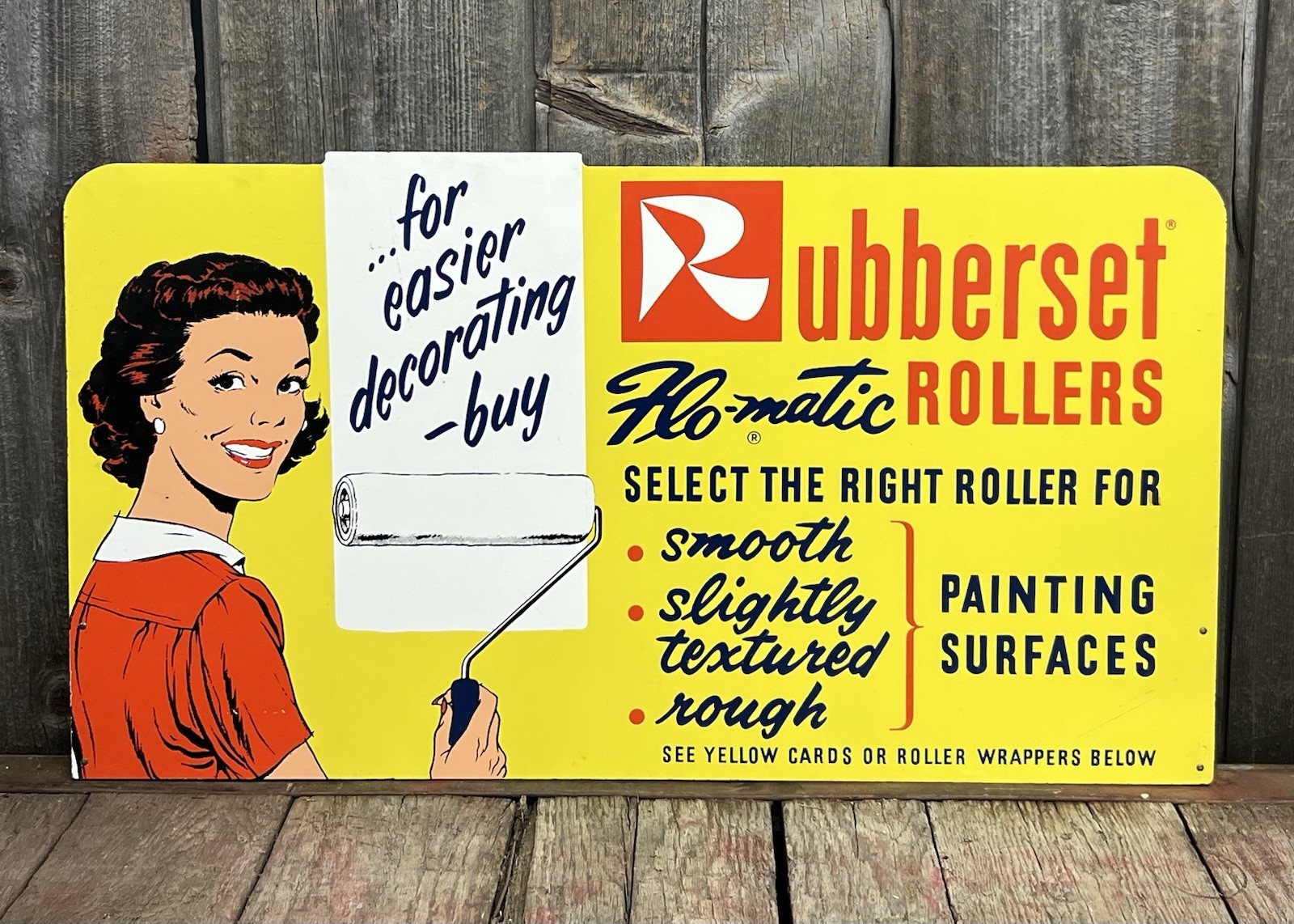 RARE Vintage Rubberset Flo-matic Paint Rollers Country General Store Sign