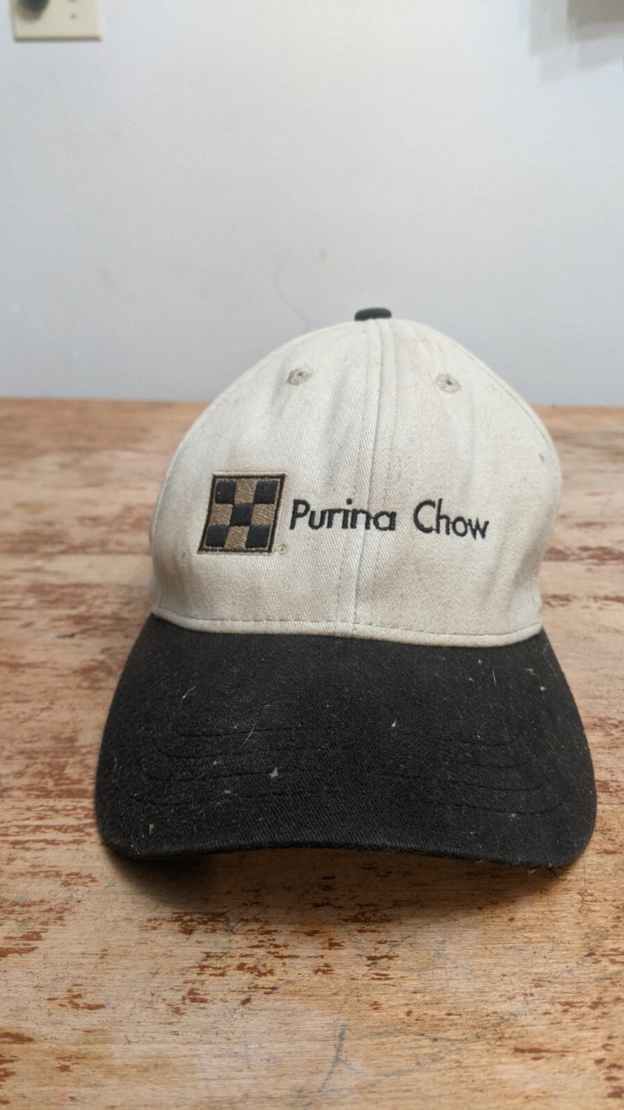 Vintage Strap Back Hat Cap Purina Chow Beige Canvas. Adjustable