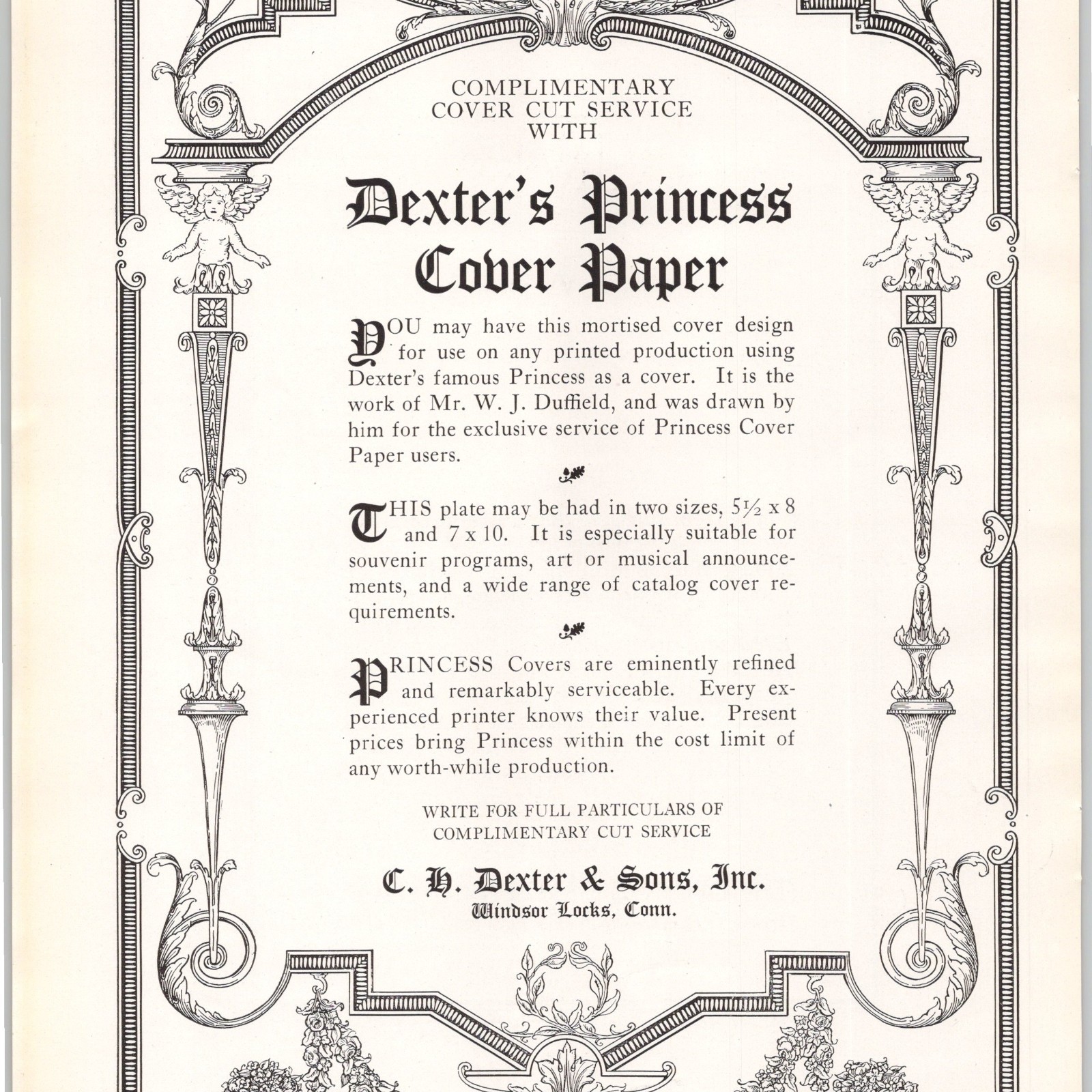Dexter Princess Cover Paper C H Dexter Sons Inc 1922 Print Ad