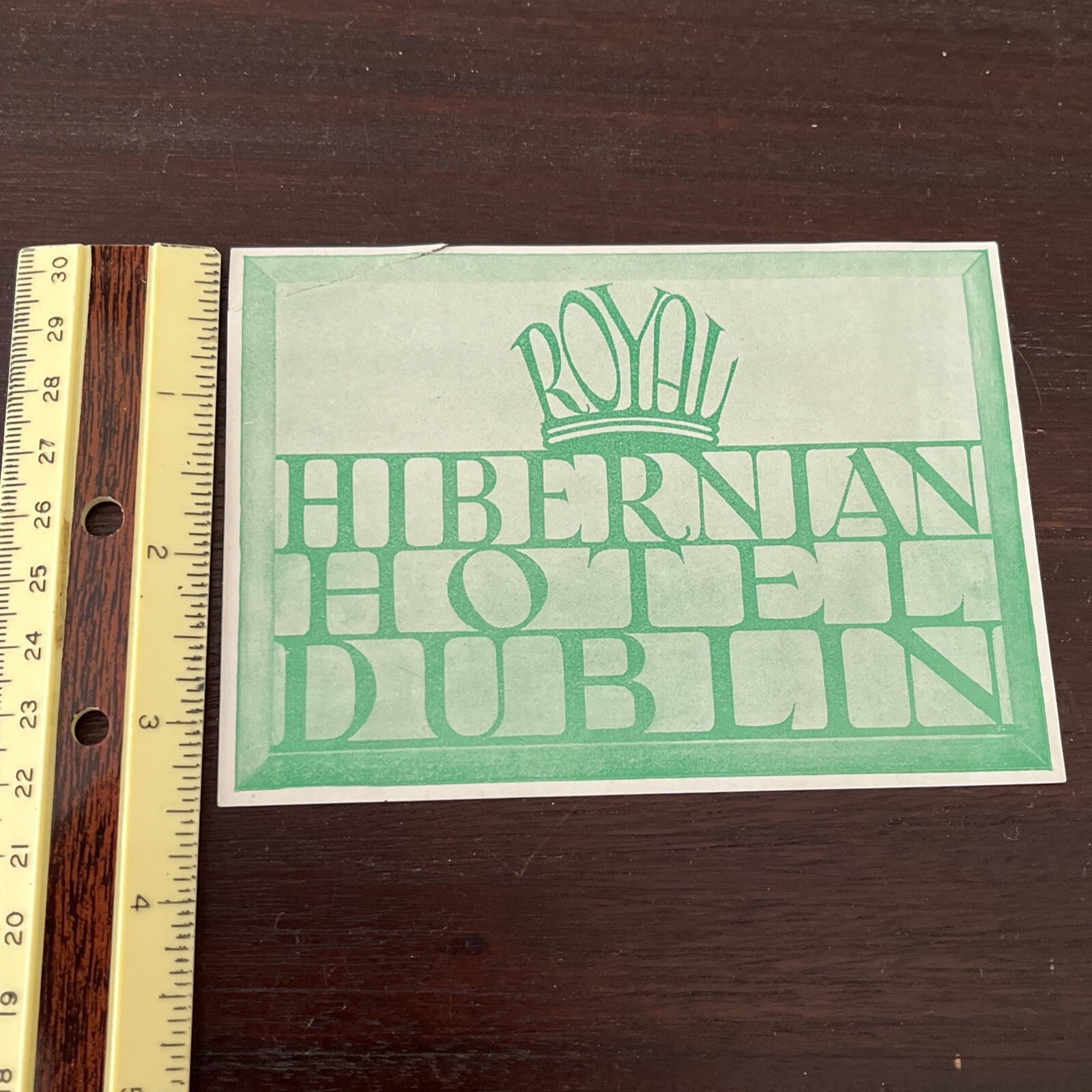 Vtg Antique 1930s Royal Hibernian Hotel Dublin Ireland Luggage Baggage LABEL