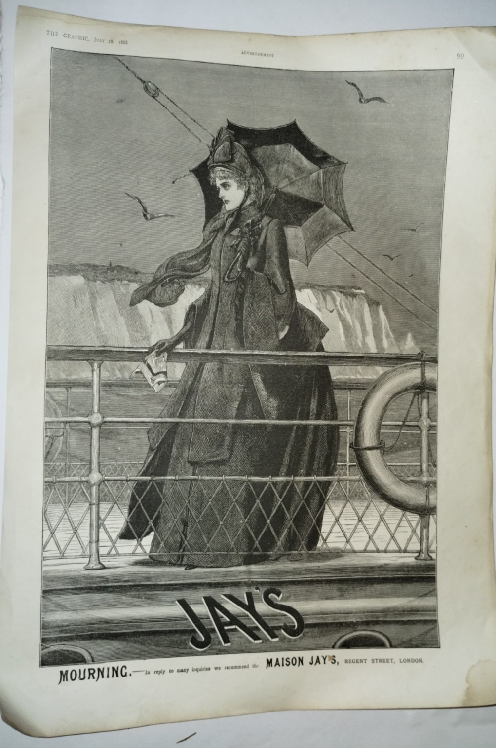 1888 Print Ad MASON JAYS Mourning Clothes Beautiful Etching Graphic Magazine