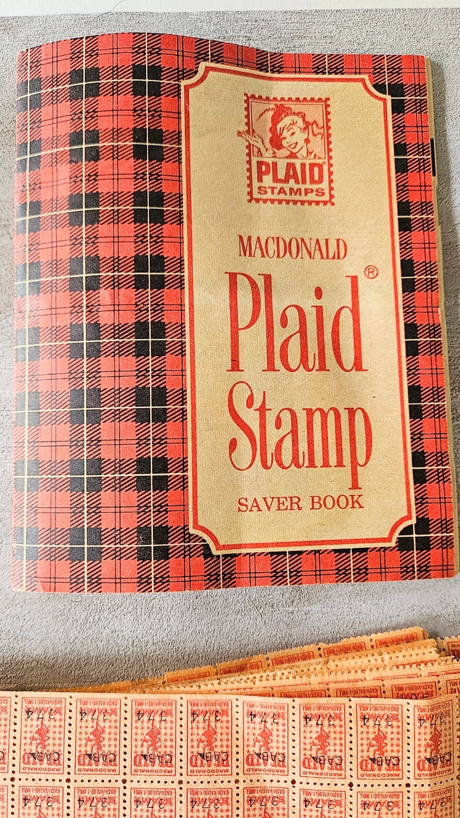 Plaid Stamp Saver Books Macdonald (2) Books+ Stamps Red 1965