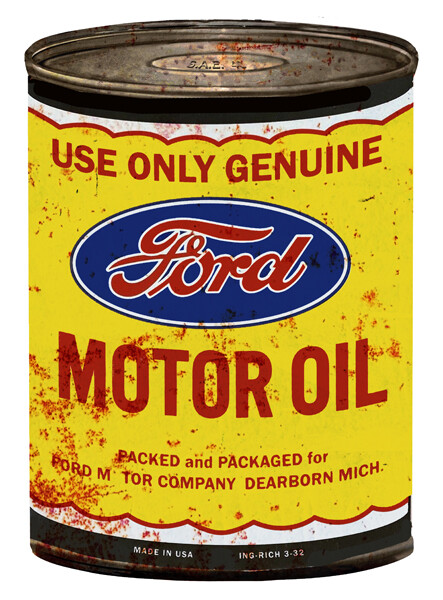 Genuine Ford Motor Oil Cut Out Metal Can Sign 7 1/4×10 1/2