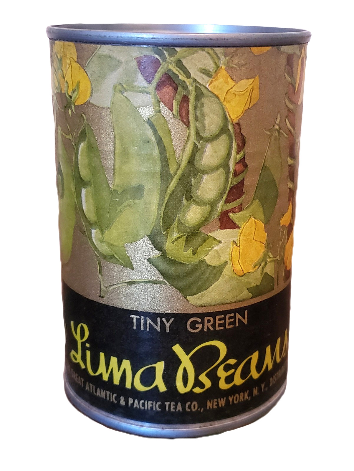 Vinatge A&P Tiny Lima Beans CANNED GOODS Advertising TIN CAN Graphics #2