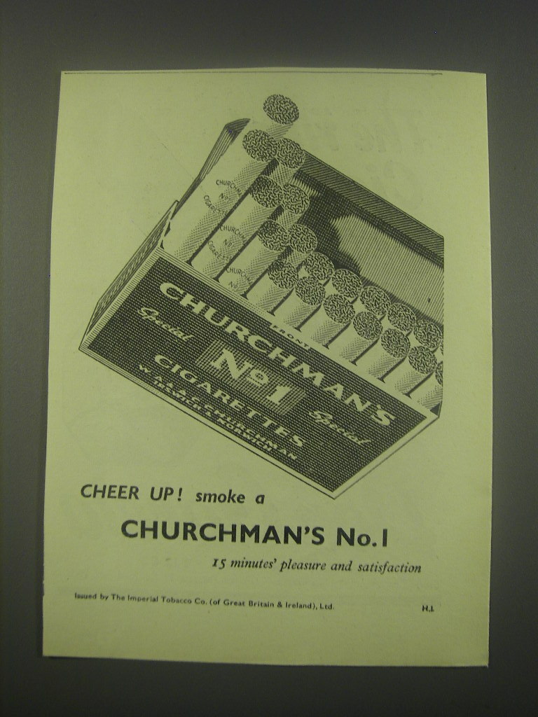 1949 Churchman’s No. 1 Cigarettes Ad – Smoke a Churchman’s No. 1