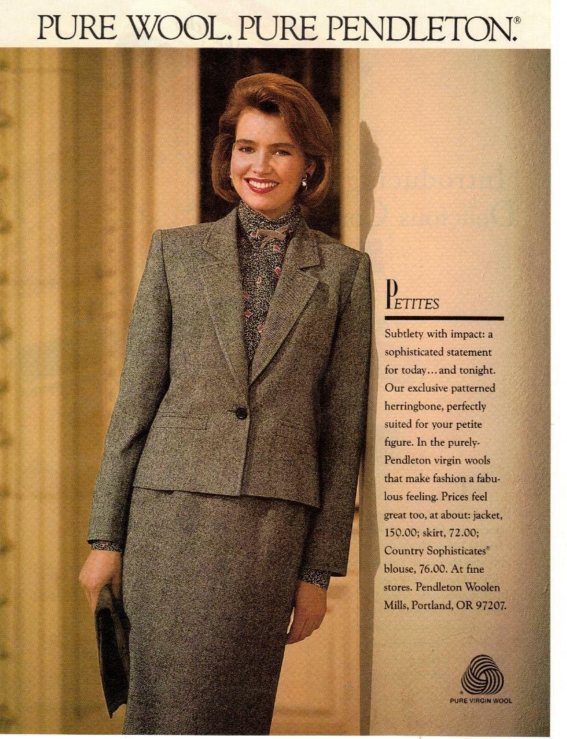 Pendleton Pure Virgin Wool Petites English Country Blouse 1988 Vintage Print Ad