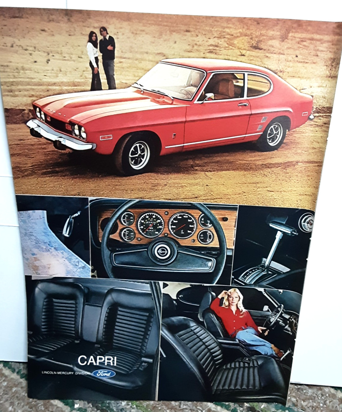 Vintage 1972 Capri by Ford Print Ad European Style Red Car Auto Advertising