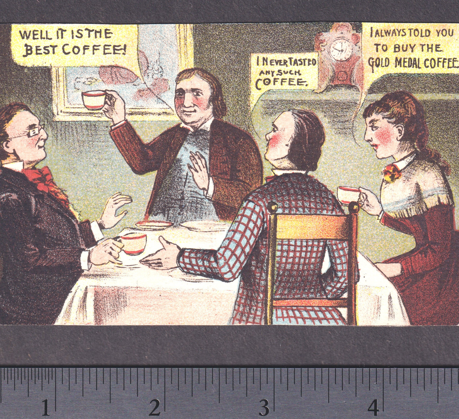 Gold Medal Coffee 19th Century Comic Speech Balloons Ohio Victorian Trade Card