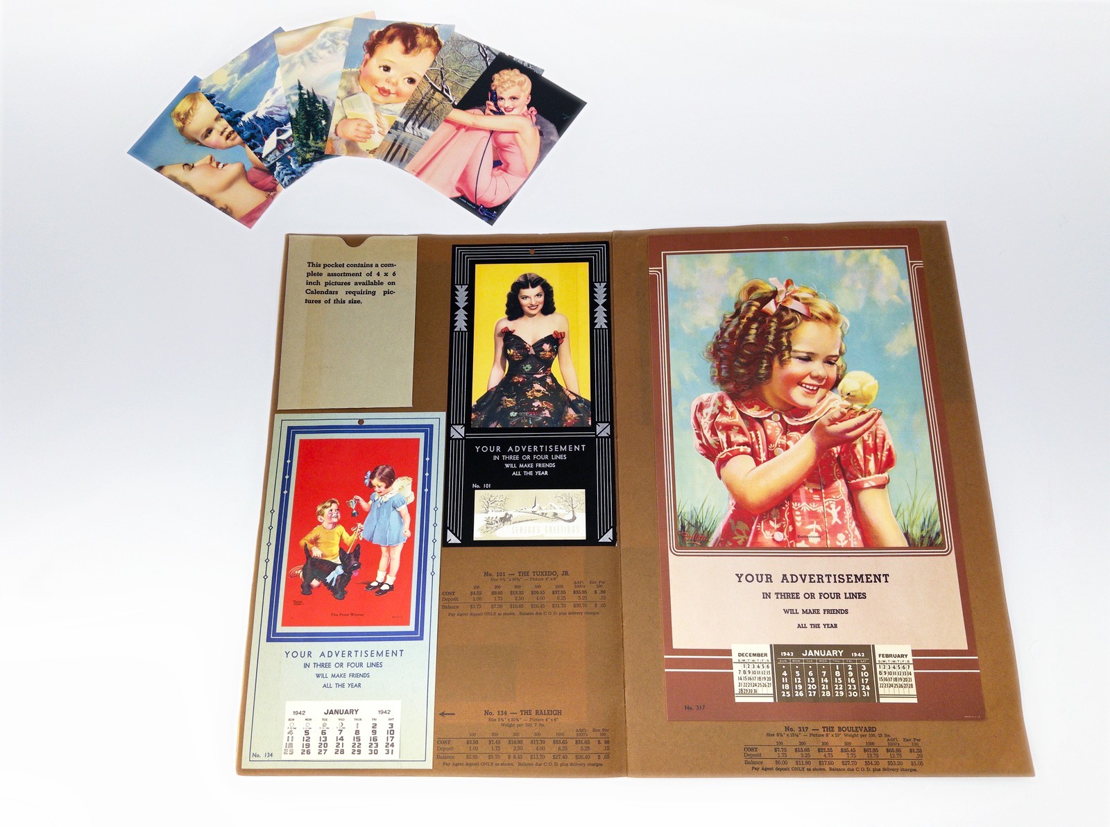 1942 Art Calendar Salesman Sample Book All Trades Printing Large Folio Complete
